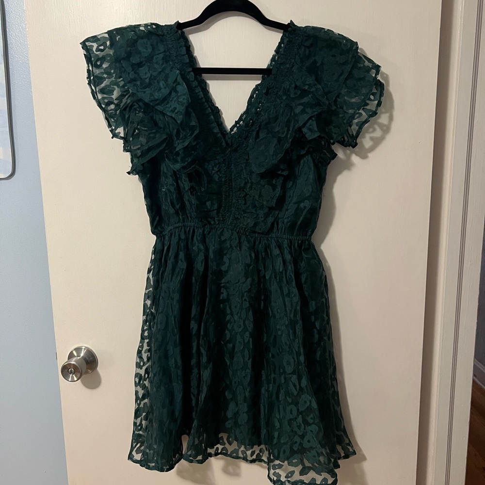 Entro Deep Green Textured Dress